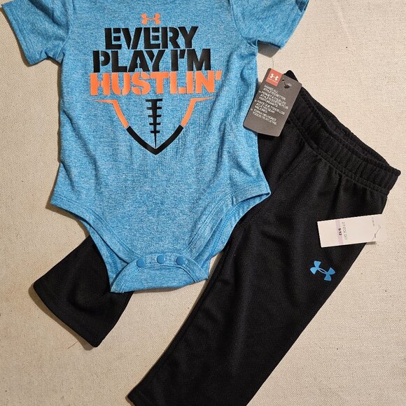 Under Armour Kids Athletic Boy’s 2-Piece Shirt and Pants 9/12M - New - Picture 1 of 7